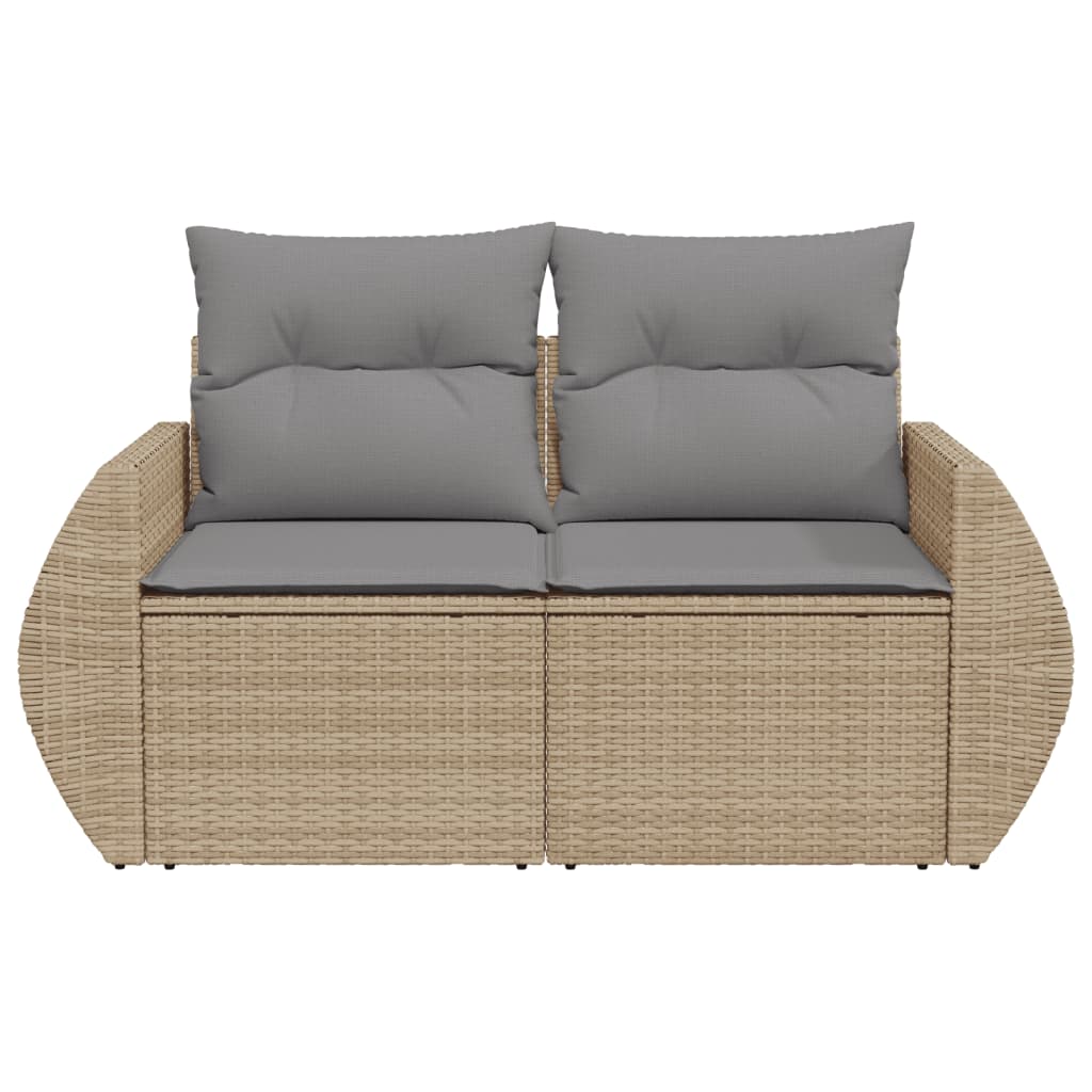 Vidaxl Gartensofa mit Kissen, 2-Sitzer, Beige, Polyrattan