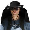 Solar Fan Hat with Neck Flap USB Rechargeable UV Dual Cooling Fan Fishing Hat Foldable Men Women Fisherman Hiking Mou