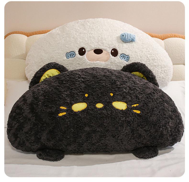 Cartoon Big-Head Fluffy Pillow: Double-Sided Cool Lumbar Support for Summer Sleep & Leg-Clamping.