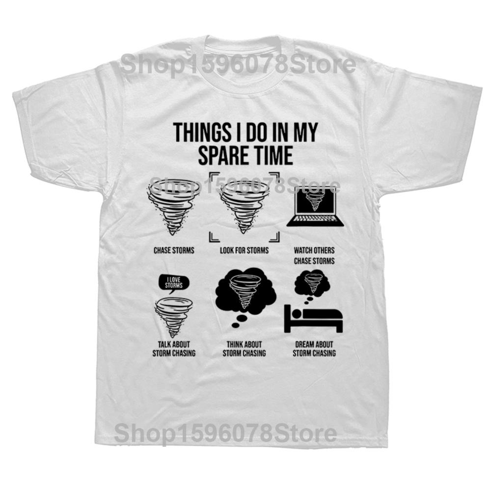 Lustige Dinge, die ich in meiner Freizeit tue Tornado-Sturmjäger Grafik T-Shirts Herren Humor Streetwear T-Shirt Kurzarm Lockere Kleidung