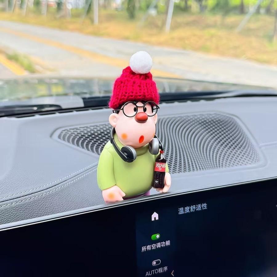 Couple Chubby Therapeutic Car Decorative Car Plush Toy Car Interior Central Console Decompression Ornament