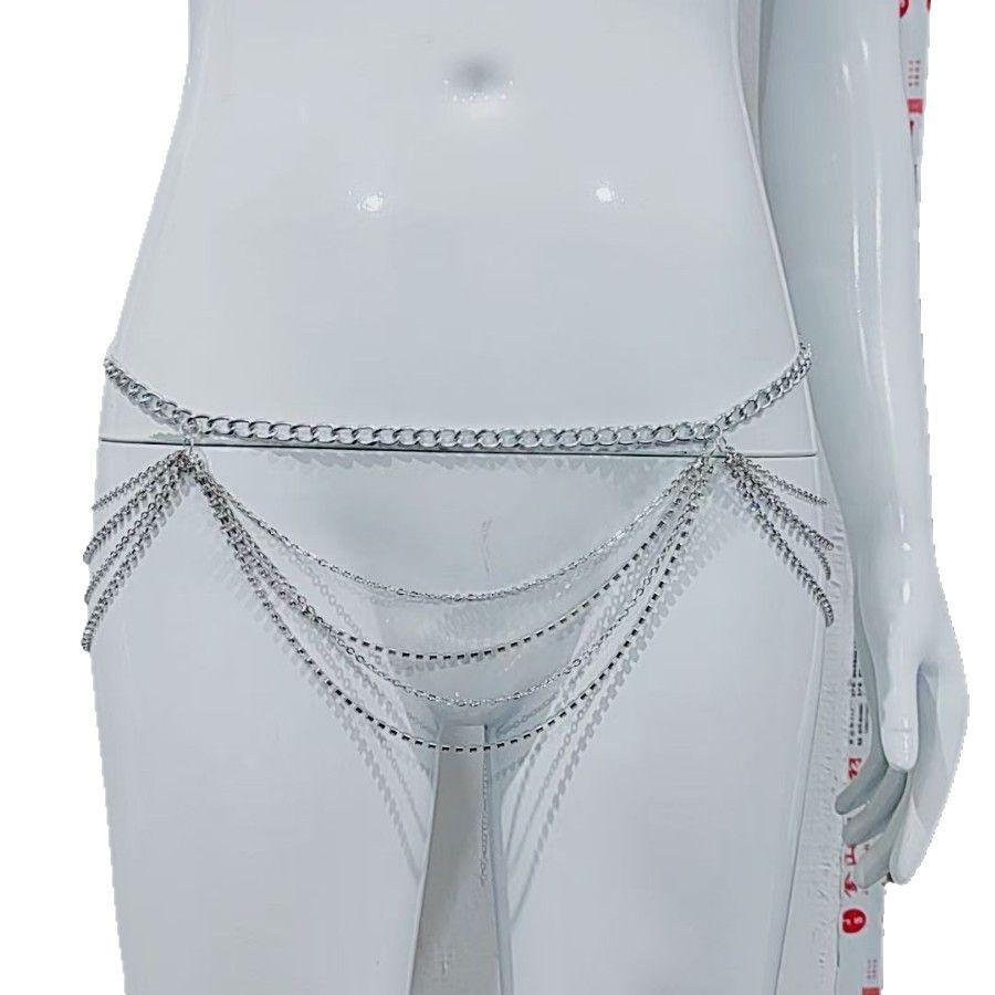 Metal Rhinestone Chain Tassel Waist Jewelry Women's Bikini Waist Chain Rock Body Chain Wind