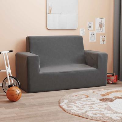 Kids  2 Seater Sofa In Anthracite Soft Plush