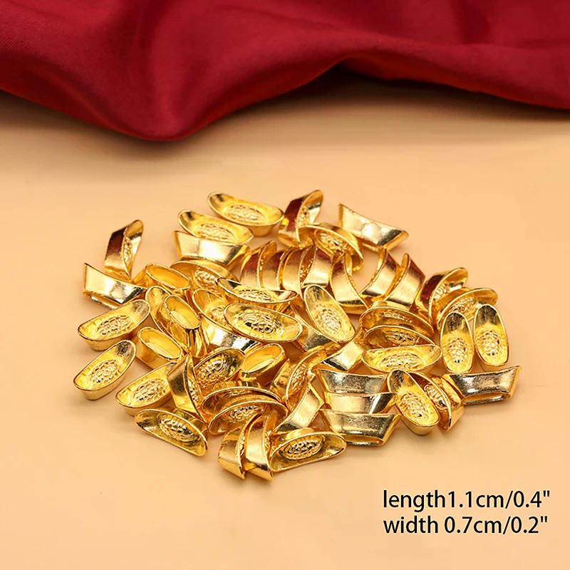 Year New Bar Lucky Money Prosperity Ingot Gold Chinese Yuan Bao Wealth Golden Statue Ingots Decor Ornament Decorative 10pcs