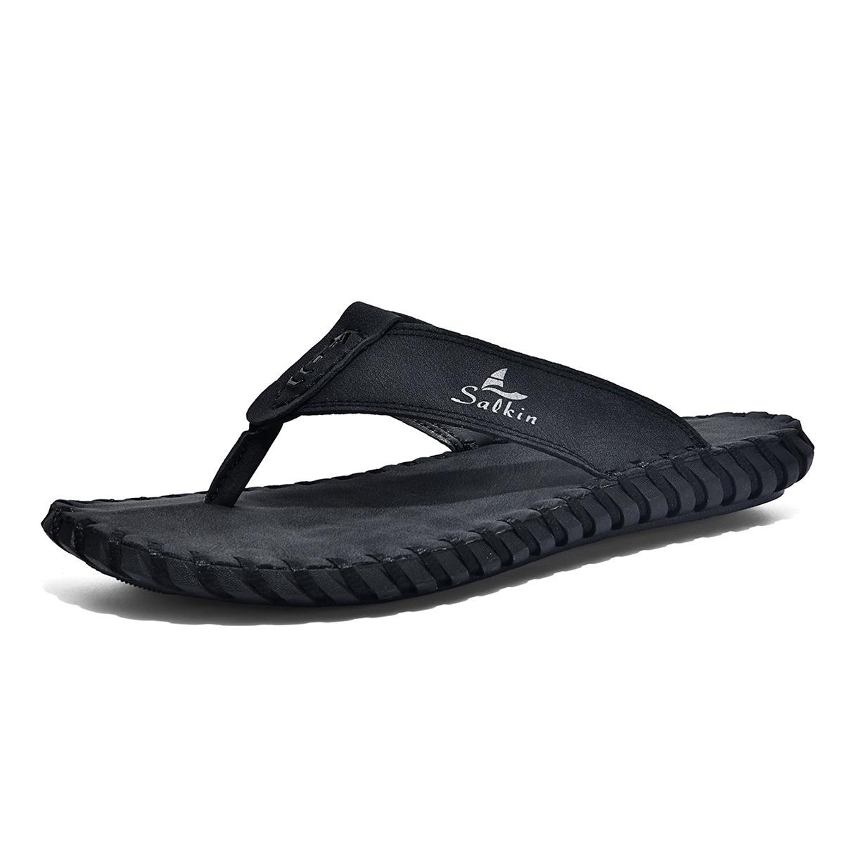 Summer 2026 Men s Large Size 48 Leather Casual Outdoor Flip Flops with Soft Sole 41