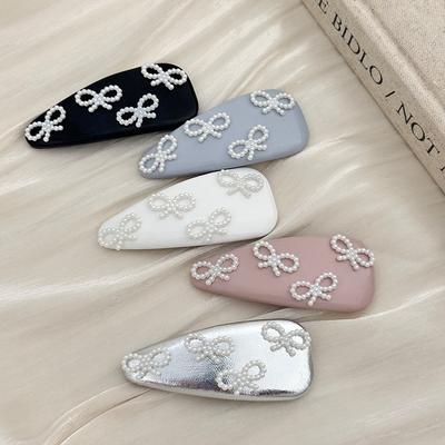 Leather Hair Accessories Bow Butterfly for Women Girl Korean Clip and Pin Crab Pearl Fairy Popular New In Kpop Sweet Kawaii Cute