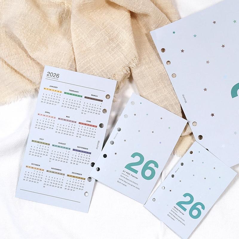Fromthenon 2026 Calendar Card A5 A6 A7 A8 M5 Loose-leaf Notebook Planner Journal Calendar Loose-leaf Bindings Accessories