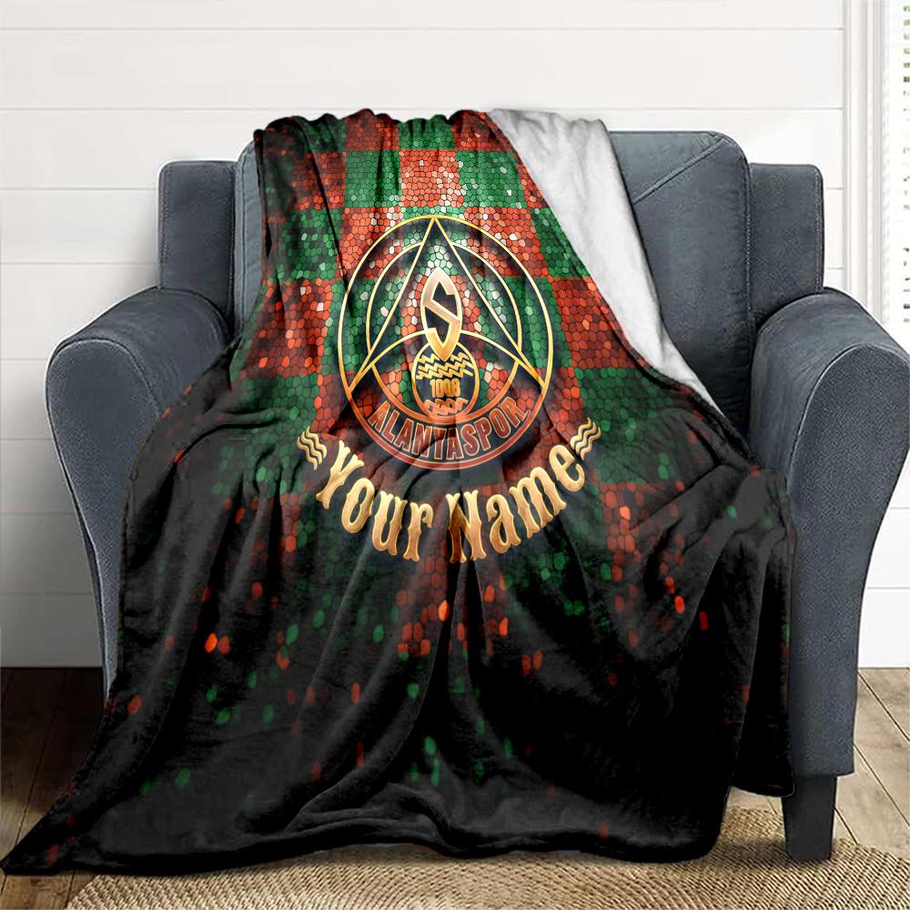 1PC Alanyaspor Custom Name Patterned Flannel Blanket Suitable For All Seasons For Home Decor Warmth And Comfort Gifts Holiday Present