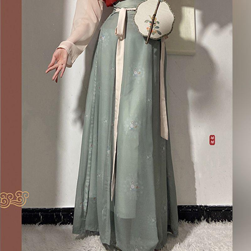 Sada dámských šatů ve stylu čínské dynastie Tang Tradiční Hanfu denní košile a dlouhá sukně s výstřihem