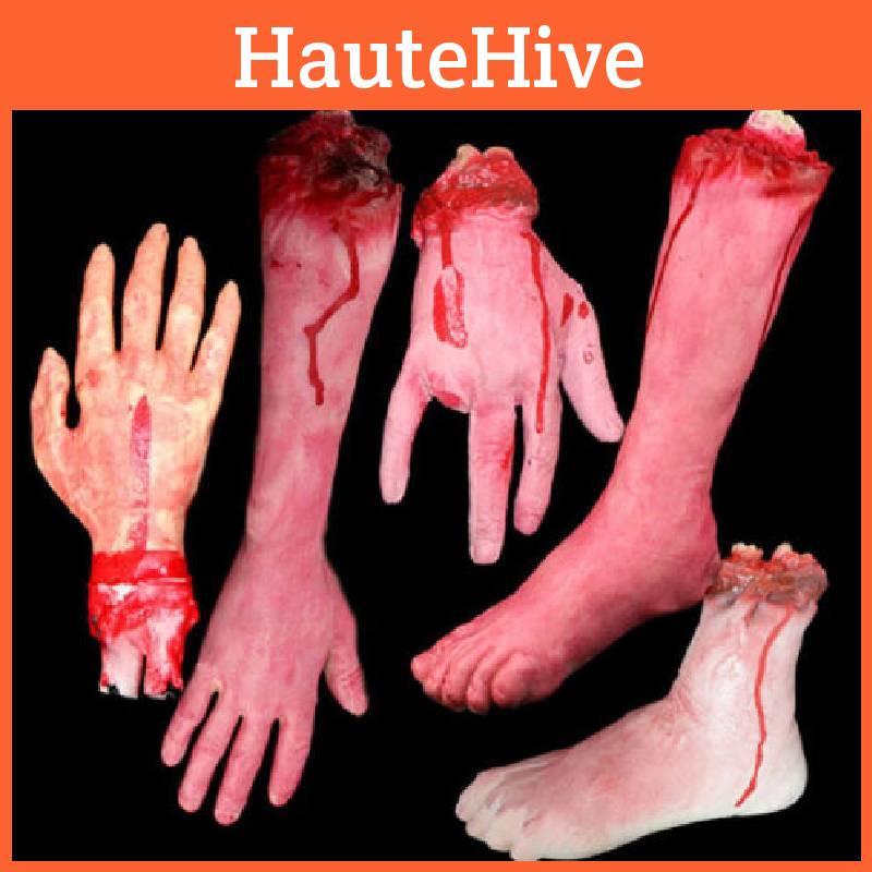 Premium Quality Halloween Scary Fake Body Parts Bloody Severed Arm Hand Foot Props