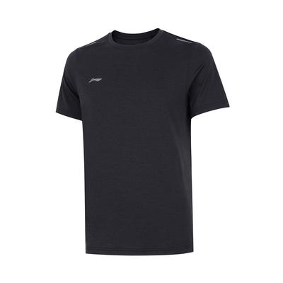 Solid Color Round Neck Pullover Sports Short Sleeve T-Shirt Men Tops Black ATSU551-8