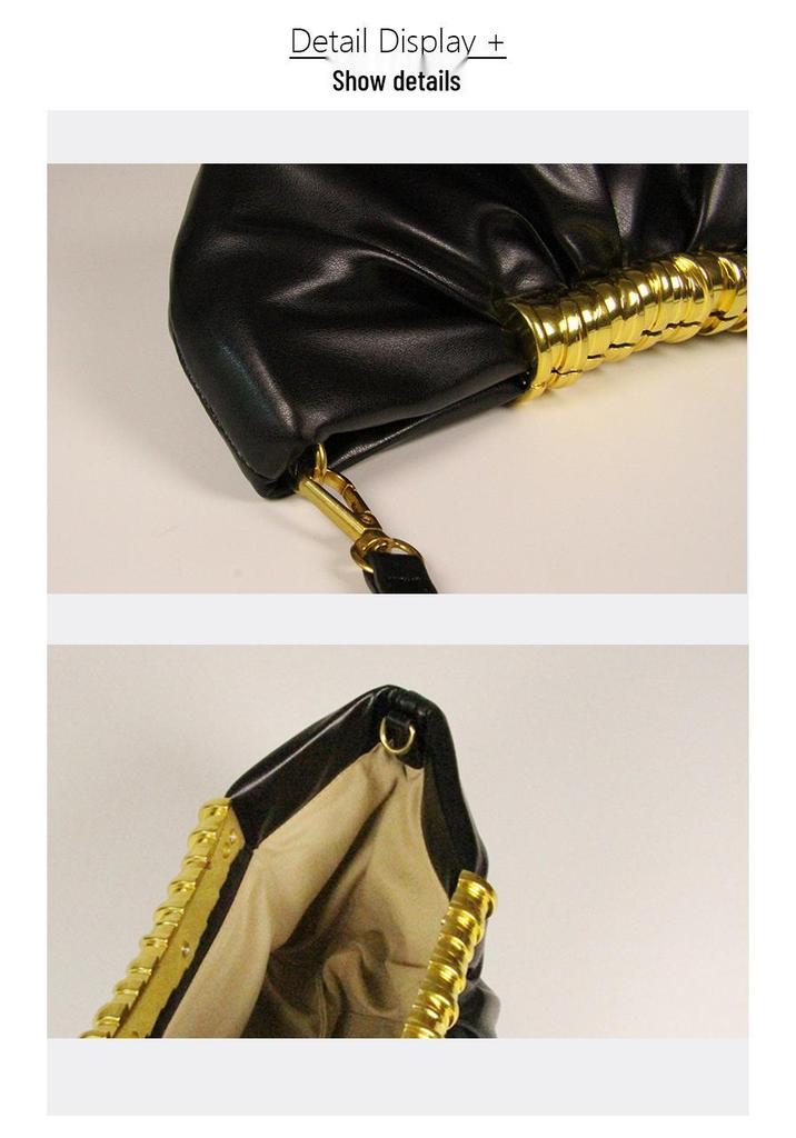 Leia Pleated Metal Dumpling Bag - Luxury Evening Shoulder Bag for Women