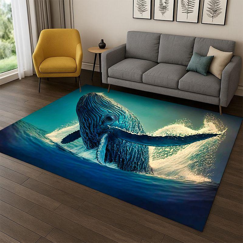 Underwater Sea World Marine Life Cartoon Carpet Rug for Bedroom Living Room Sofa Playroom Doormat Home Decor,Area Rug Non-slip