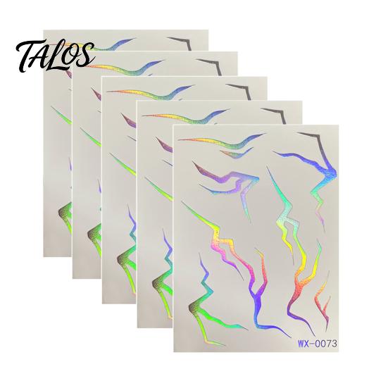 Talos 5 Sheets Holographic Lightning Tattoos, Waterproof Flash Temporary Stickers, Full Color Body Art for Festival Party
