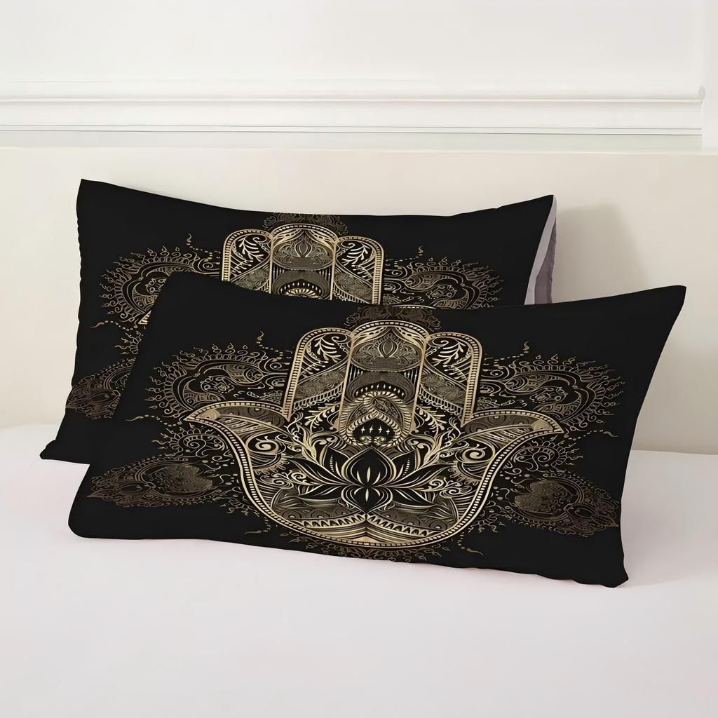 Bohemian Style Gold Fatima Hand 3D Print Duvet Cover Set Bohemian Soft Double For Adults Queen King Size Bedding Set Pillowcase