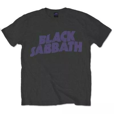 100% medvilnės UNISEX MARŠKINĖLIAI Black Sabbath marškinėliai su banguotu logotipu Juodi Klasikinio Roko Metalinės Grupės Marškinėliai Ozzy