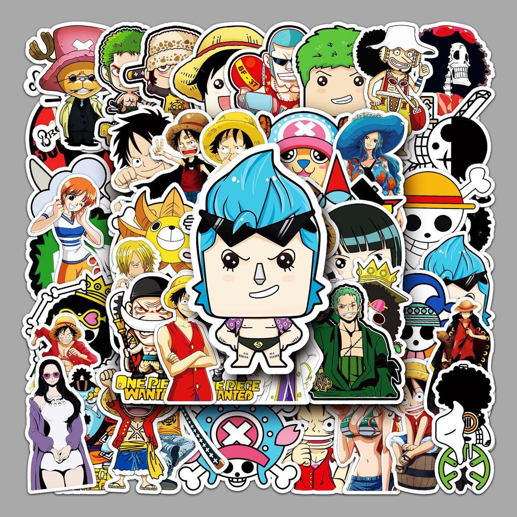 One Piece 50 Pcs Cartoon Anime Waterproof Decorative Stickers For Luggage Travel Case Car Guitar Phone Laptop Skateboard