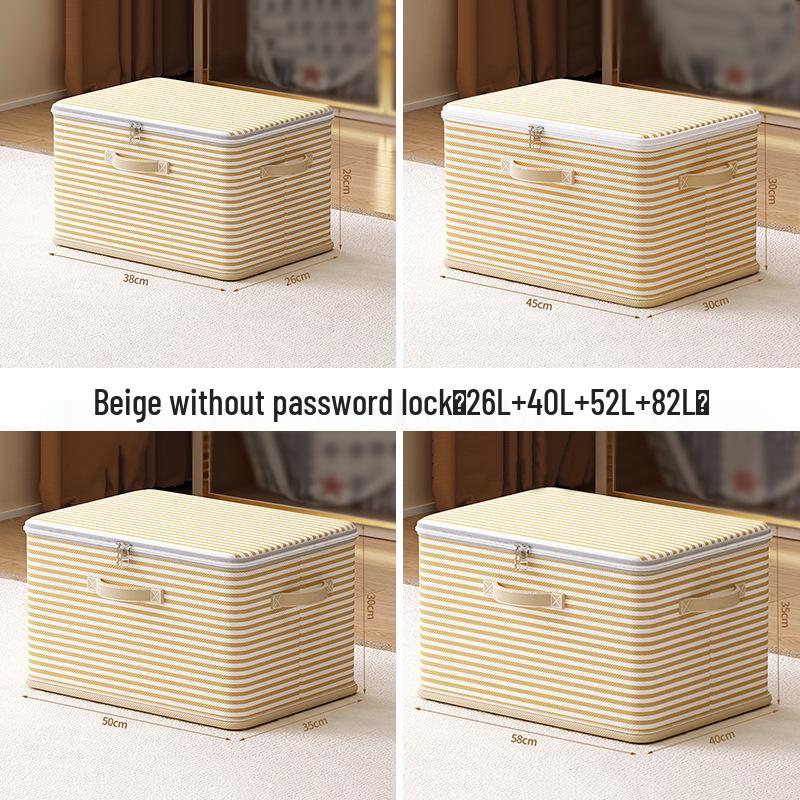 

Large Foldable Storage Box with Lock for Clothes and Toys Single Lock (Silver)