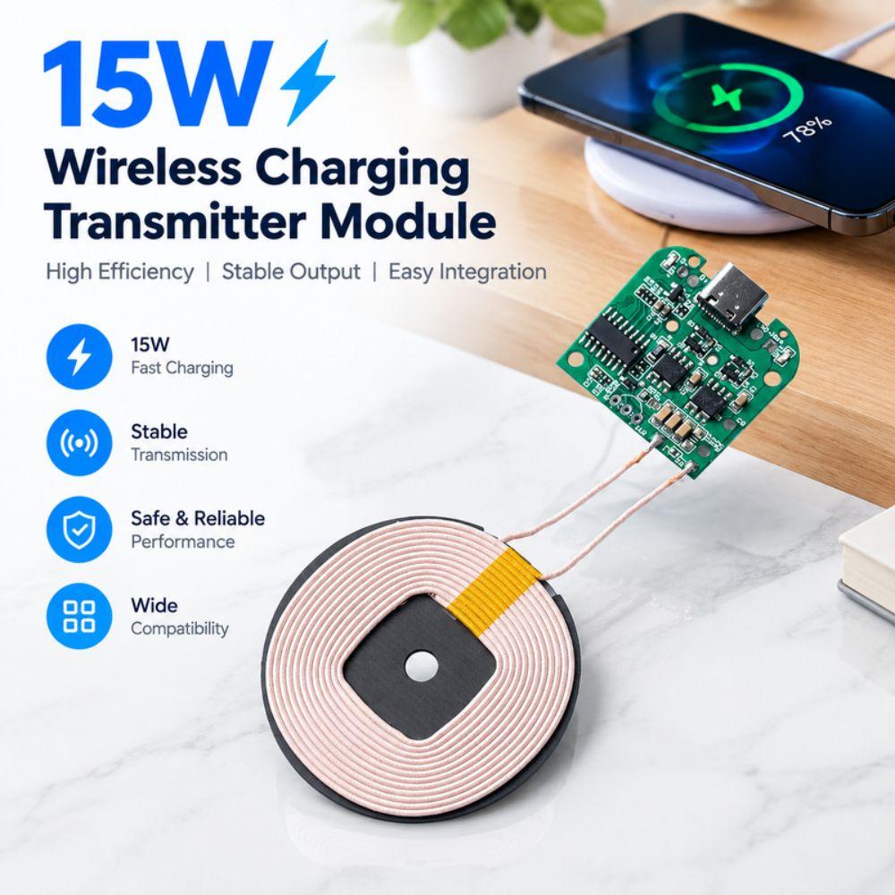 DC5V/9V/12V Input Wireless Charger Module Type-C Interface QI Wireless Charging Coil Phones
