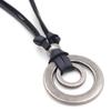 Vintage Men Women Double Circle Adjustable Leather Cord Necklace Pendant Jewelry Christmas Gift Initial Necklace