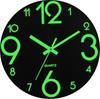 1010 Round Glow-in-the-Dark Wall Clock with Luminescent Numbers, Quartz Movement, Woodgrain Finish – Perfect for Home & Office