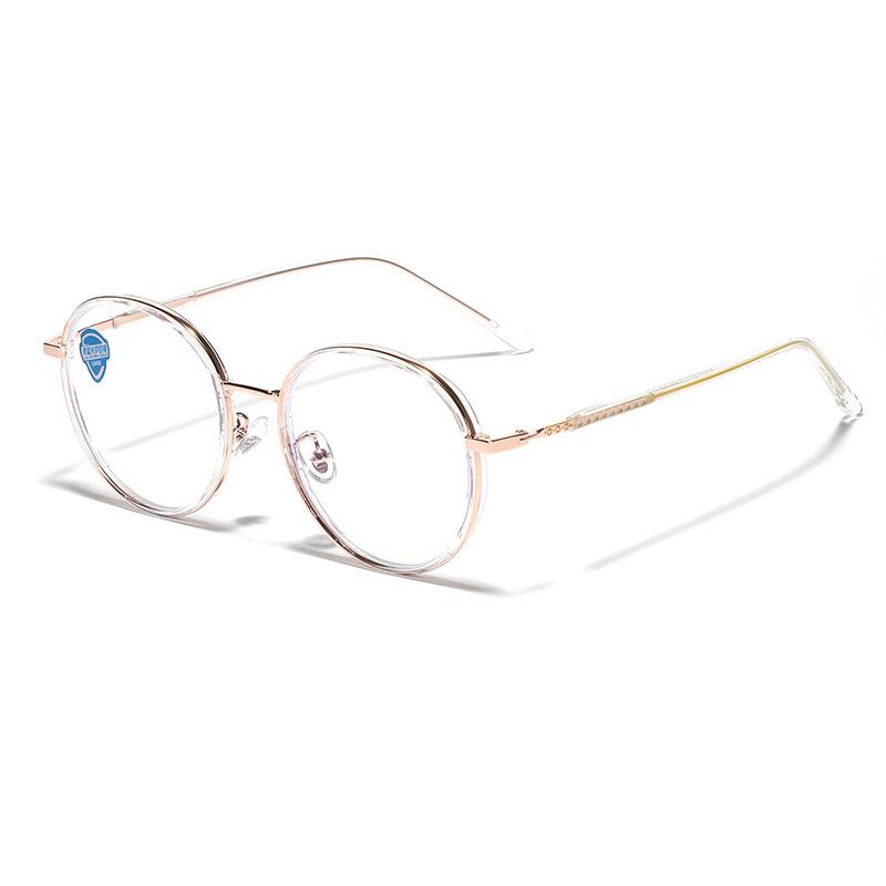 Glasses Round Semi-Metal Ring Glasses Women'S Tr90 Plain Mirrors Trend Flat Mirrors Men