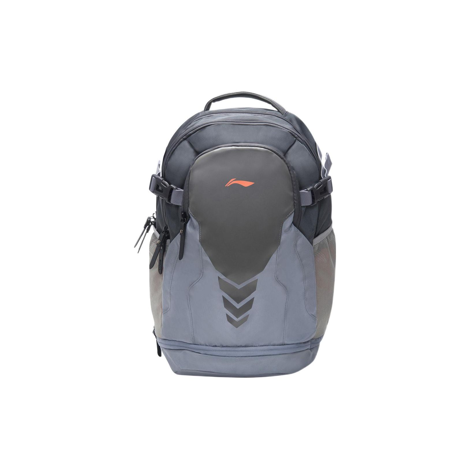 Li Ning Training Series Sports Fashion Letter Large Capacity Color Block Zipper Closure Fabric Sports Backpack Unisex Backpack Gray ABSS209-1 Gray