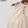 INCERUN Men Sleeveless See Through Hollow Out Loose Tank Tops