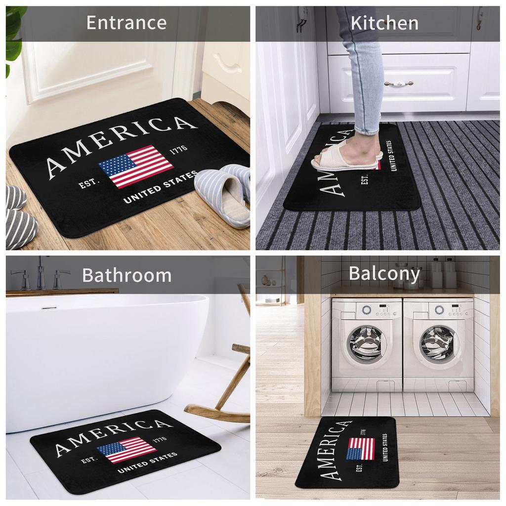 United States Flag Doormat Anti-Slip Bath Kitchen Mat Toilet Door Floor Entrance Carpet Rug
