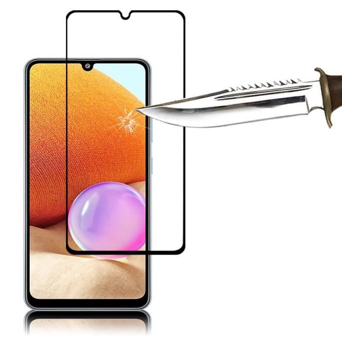 Film de protection d'écran - VCOMP - Samsung Galaxy A32 - Verre Trempé - Pack de 2 - Noir