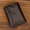 Trifold Leather Short Wallet For Men RFID Purse Multi-functional Genuine Leather Short Purse Large Capacity Card Holder Business