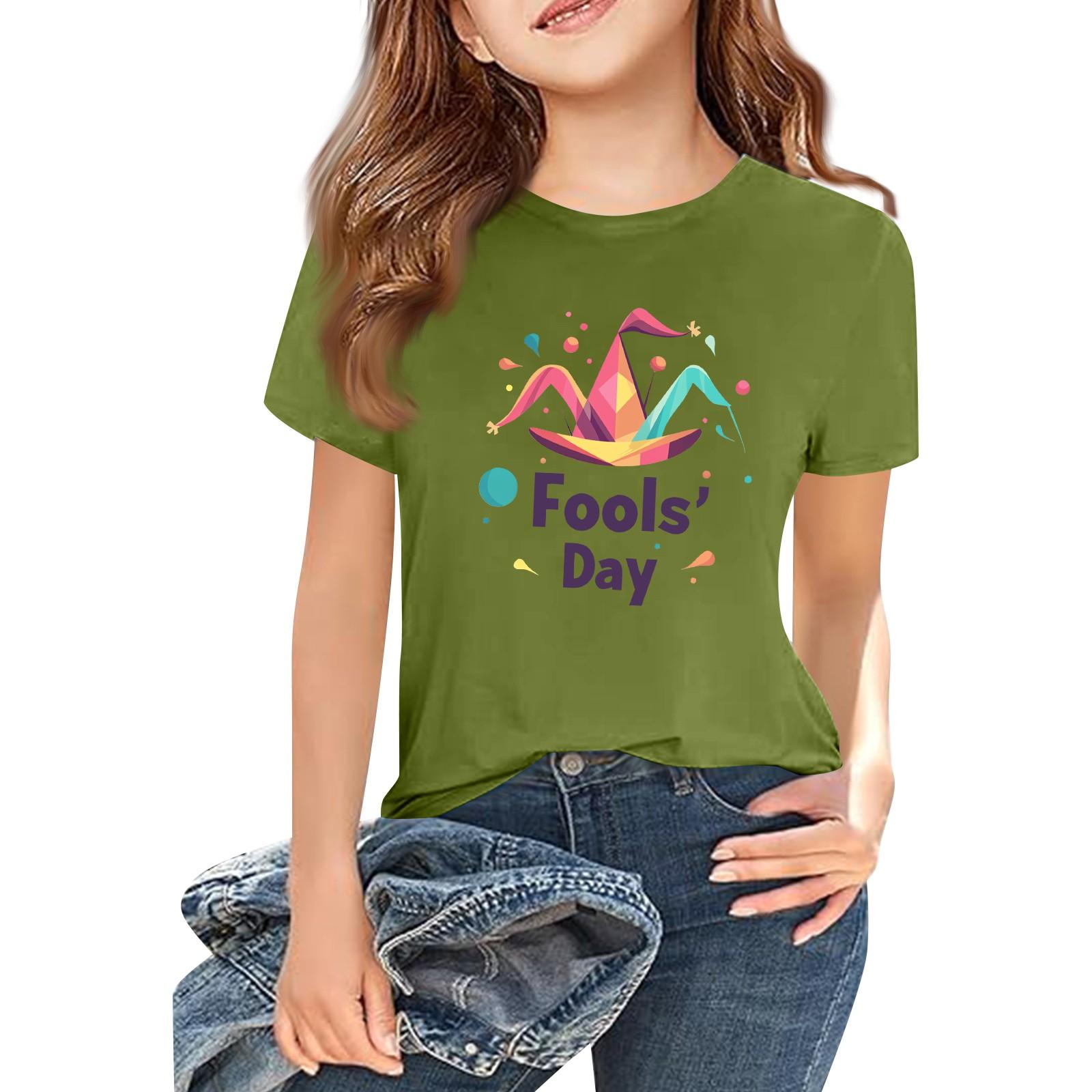 Children s Fashion Casual Short Sleeve Printed Round Neck Short Sleeve T-Shirt Top 130