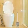 Toilet Brush with Holder Plastic Bathroom Toilet Brushes Fine Brush Head Extended Handle Wall Mountable Toilet Bowl Brush