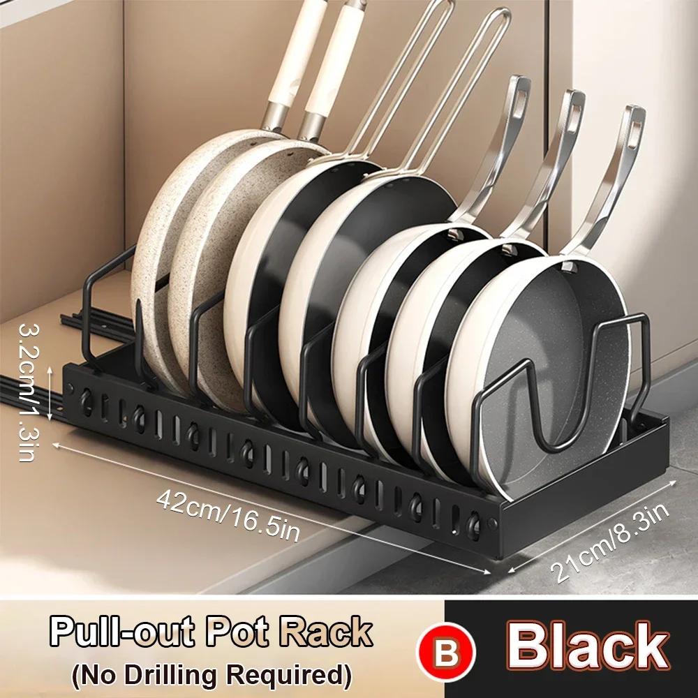 NEW Kitchen Multifunctional Organizer - Pull-Out for Pots/Pans, Sliding Lid Holder, Spice Rack & Dish Drying Racks Drawer