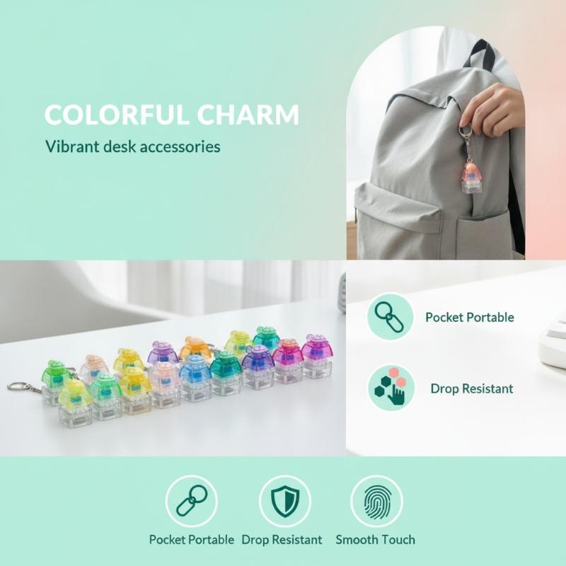 3D Cartoon Turtle Led Keyboard Keychain Fidget Clicker Sensory Stress Relief Toy For Adults Kids