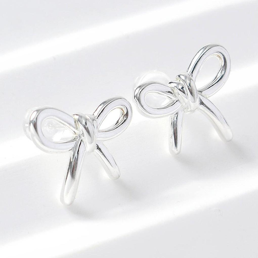 925 silver platinum-plated romantic ribbon earrings