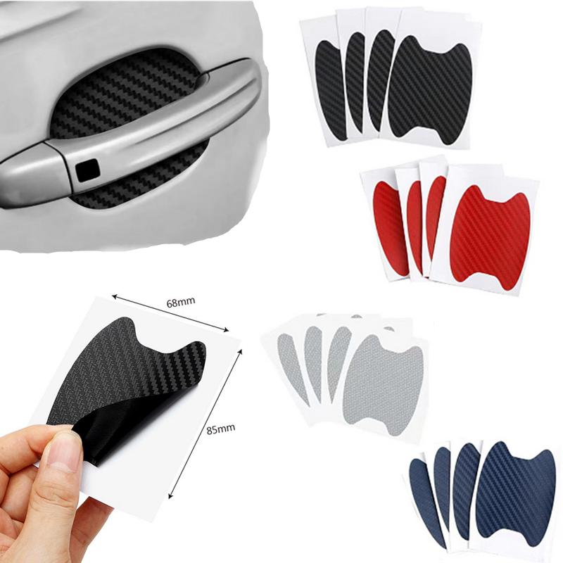 

4pcs/Set Carbon Fiber Texture Car Door Handle Cup Scratch Protective Stickers Exterior Waterproof Auto Door Bowl