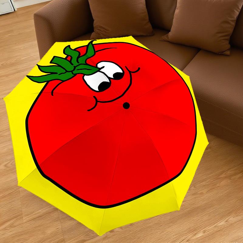 1PC tomato circle Umbrella-8-Rib Reinforced, Automatic Open, Lightweight & Durable, Cute Fashion Accessory for Outdoor, Beach, or Casual Use, Beach Um