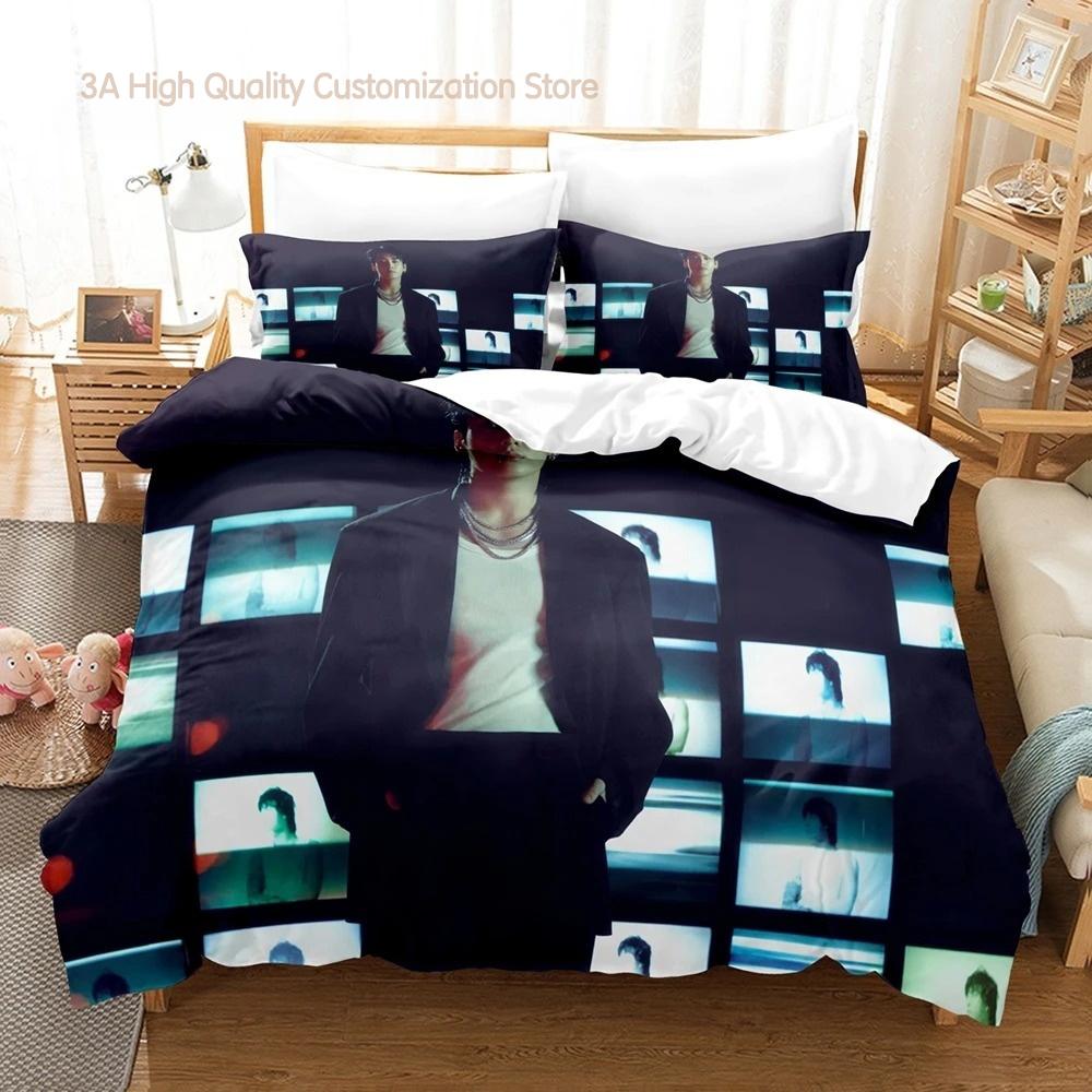 Jeon Jung Kook Album Bedding Set Single Twin Full Queen King Size Bed Set Aldult Boys Bedroom Duvetcover Sets Bed Sheet Set 2-2
