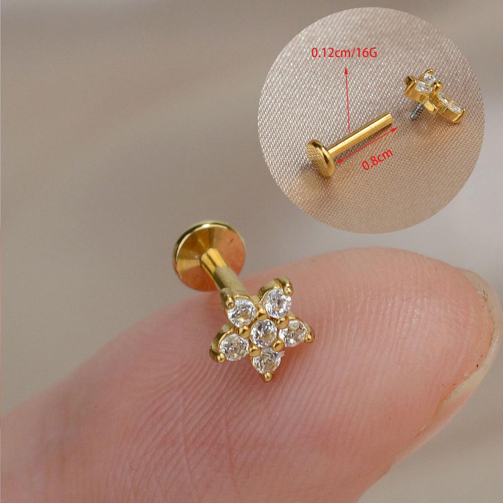 1PC Titanium Stainless Steel Earrings Tiny Butterfly Leaf Flat Rook Lobe Cartilage Snug Helix Couch Tragus Labre Piercing 16G