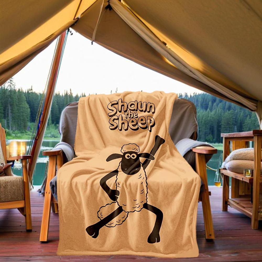 1pc Sheep Shaun Outdoor Blanket Lightweight Flannel, Soft & Warm, All-Season Use for Sofa, Outdoor, Camping, Living Room030