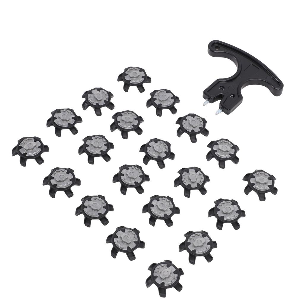 20PCS Replacement Shoe Cleats and 1 Removal Spanner Non Slip Shoe Spikes for Outdoor Use Black