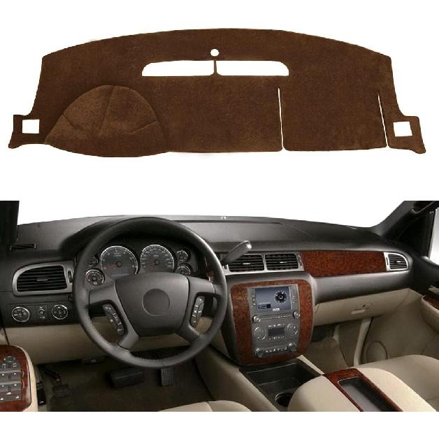 

Dash Cover Mat Fit for 2007-2014 GMC Yukon,2007-2013 Chevy Chevrolet Silverado 1500 LTZ/Avalanche/Suburban,07-14 Tahoe, Dashboard Cover Carpet Pad коричневий
