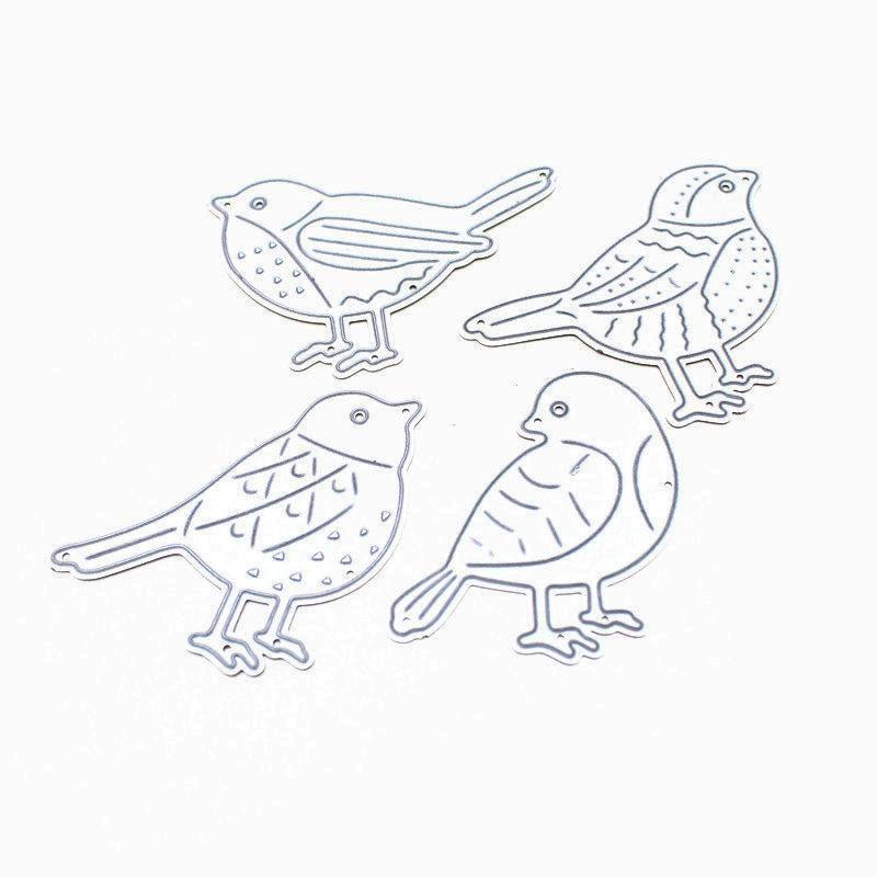 

Четыре птичьих узора дизайна, металлические штампы, сделай сам, скрапбукинг, тиснение, трафарет, бумага, шаблон для альбома серебряный