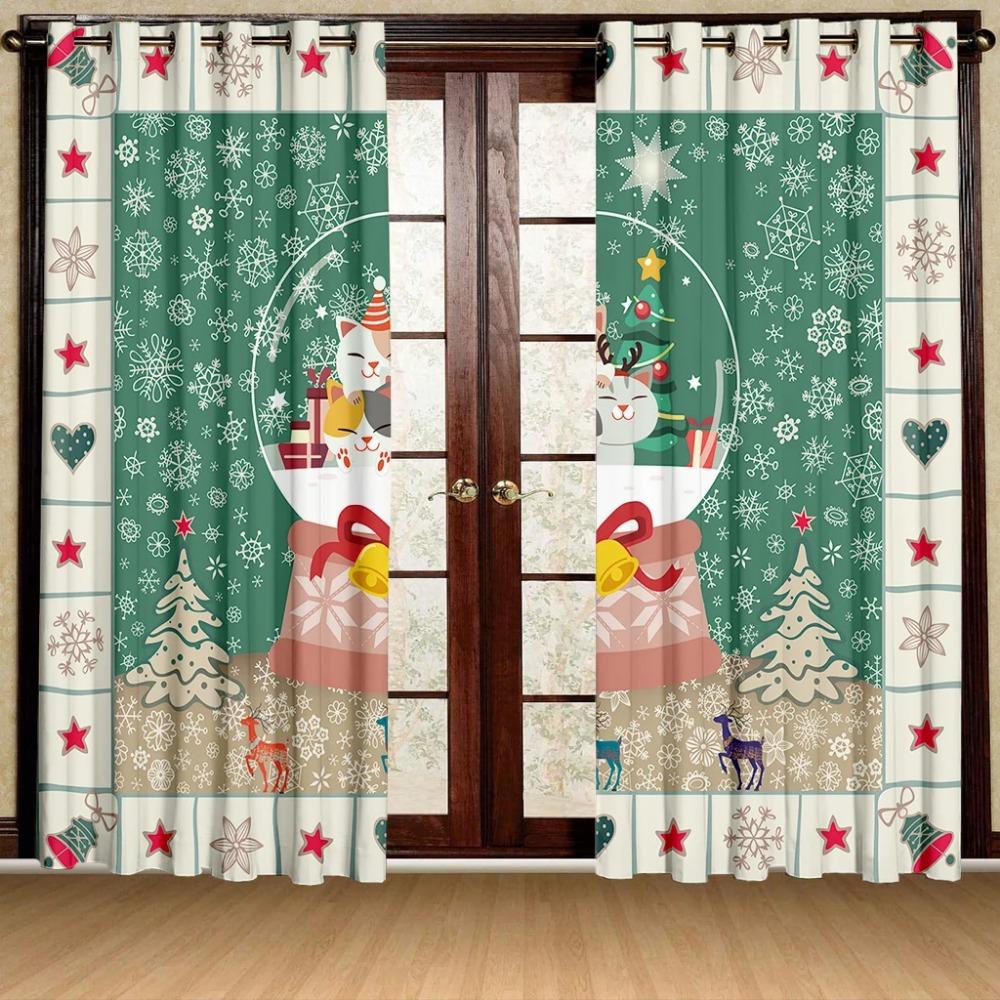 Cartoon Schnee Mann MerryChristmas Baum Feuerwerk Fenster Vorhänge Für Kinder Schlafzimmer Wohnzimmer Badezimmer Kicthen Tür Halle Wohnkultur