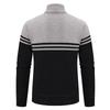 Men's Spring Winter Sweater Thick Fleece Warm Sweater Casual Stand Collar Zipper Cardigan Fashion Striped Coat