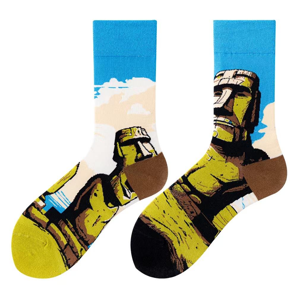 Original Design AB Mandarin Duck Asymmetric Socks Ins Street Cartoon Creative Animal and Plant Fruit Fashion Sports Cotton Socks