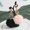 Beautiful Plush Bobble Keychains Cartoon Bear Fashionable Gold Color Ornament Present for Friends Party Favors