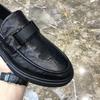 Doudou Shoes Men's 2025 New One-pedal Lazy Loafers Men's Black Cowhide Casual Leather Shoes