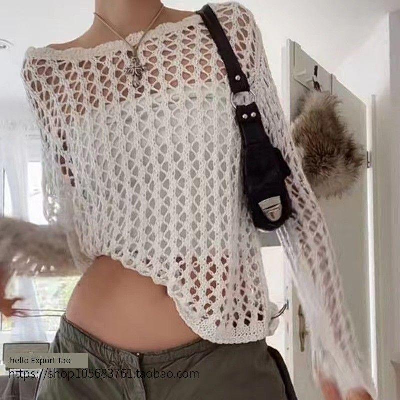 Fashion Wind New Arrival Mesh Tops Sexy Loose Slim Looking Sexy Knitwear Sexy Mesh Loose Top